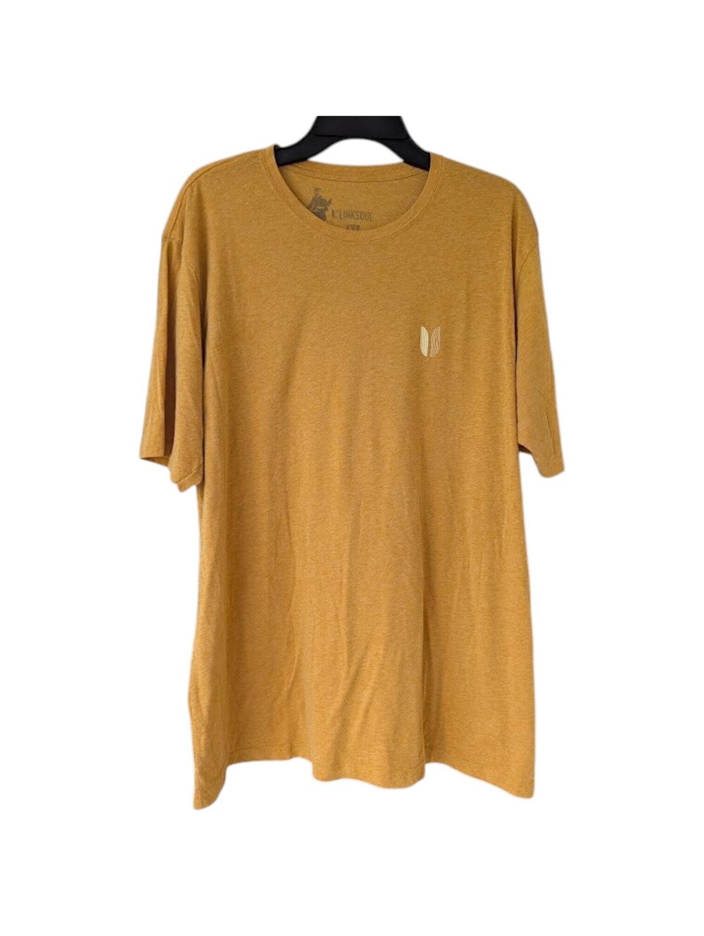Linksoul Golf T-Shirt Mens XL Mustard Yellow Heathered Cotton Blend Tee 23.5x30